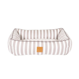 Mog & Bone Bolster Dog Bed - Latte Hamptons Stripe