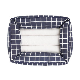 Mog & Bone Bolster Dog Bed - Navy Check - Small