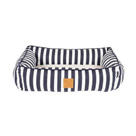 Mog & Bone Bolster Dog Bed - Navy Hamptons Stripe - Large