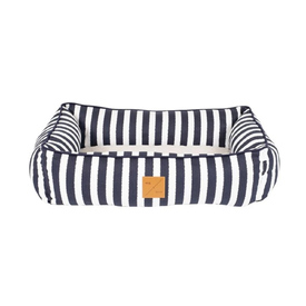 Mog & Bone Bolster Dog Bed - Navy Hamptons Stripe