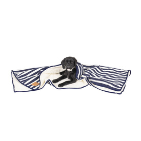 Mog & Bone Soft Reversible Pet Blanket Navy Hamptons Stripe