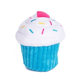 Zippy Paws Plush Squeaker Dog Toy - Cupcake in Blue or Pink