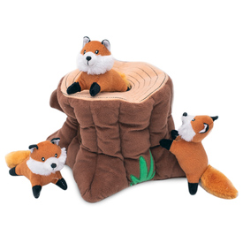 Zippy Paws Zippy Burrow Interactive Dog Toy - Fox Stump + 3 Foxes