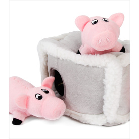 Zippy Paws Interactive Burrow Dog Toy - Pig Pen with 3 Squeaky Pigs