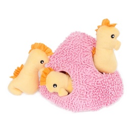 Zippy Paws Interactive Burrow Dog Toy - 3 Squeaker Seahorses 'n Coral
