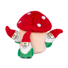 Zippy Paws Interactive Dog Toy - Holiday Burrow - Gnomes in Mushroom