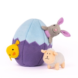 Zippy Paws Interactive Burrow Plush Dog Toy - Easter Egg and Friends