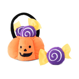 Zippy Paws Halloween Burrow Interactive Dog Toy - Trick-or-Treat Basket