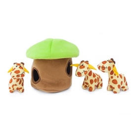 Zippy Paws Burrow Interactive Dog Toy - Giraffe Lodge with 3 Squeaky Giraffes