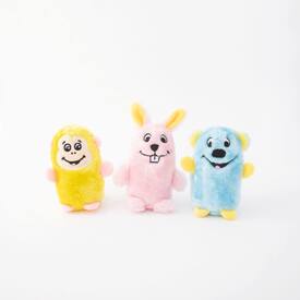 Zippy Paws Squeakie Buddies No Stuffing Small Dog Toy - Bear, Bunny & Monkey