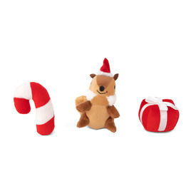 Zippy Paws Miniz Squeaker Dog Toys - 3-Pack - Squirrel, Candycane & Present