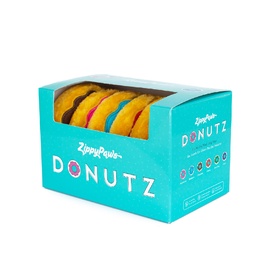 Zippy Paws Miniz Donutz Plush Squeaker Dog Toy - Gift Box with 6 Mini Donuts