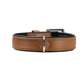 HUNTER Canadian Elk Leather Dog Collar with Buckle - Cognac & Black