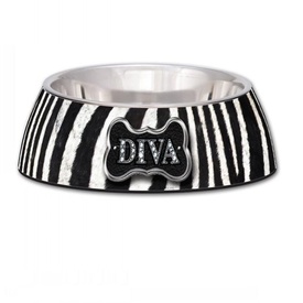 Milano "Diva" Zebra Print Melamine Pet Bowl