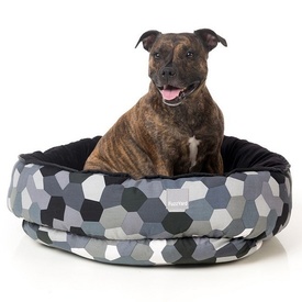 Fuzzyard Plush Round Reversible Dog Bed - Modernista Grey Hexagons