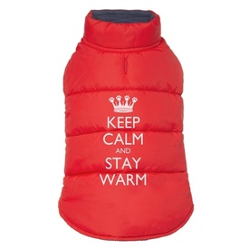 Keep Calm & Stay Warm Waterproof Red Puffer Jacket for Dogs