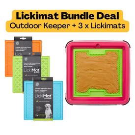 Lickimat Outdoor Keeper Bundle Ant-Proof Slow Dog Feeder with 3 Bonus Lickimats