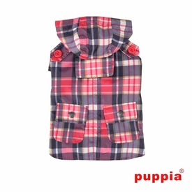 Puppia Barrington Red Tartan Lightweight Rainproof Dog Jacket
