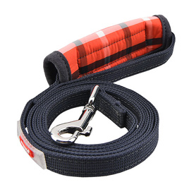 Puppia Collection Baxter Dog Lead with Removable Padded Handle - Orange/Black Tartan