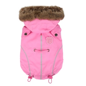 Puppia Fargo Lightweight Dog Jacket with Faux Fur Hood - Pink