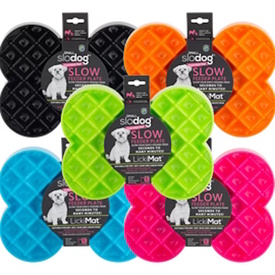 Lickimat SloDog No Gulp Bone-Shaped Slow Food Bowl for Dogs - For Small Dogs +BONUS TREATS