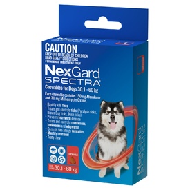 Nexgard Spectra Flea, Tick, Heart & All-Wormer Chew for Dogs 30.1-60kg