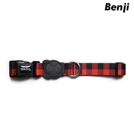 Zee Dog Adjustable Dog Collar - Red & Black Chequered Benji