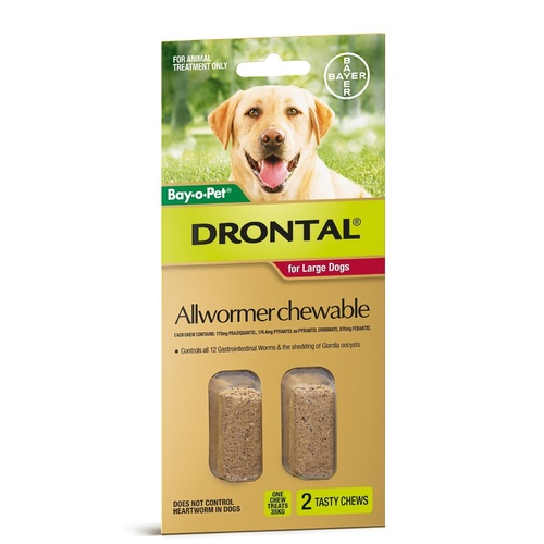 Drontal All-Wormer for Large Dogs to 35kg - 2 Chews main image