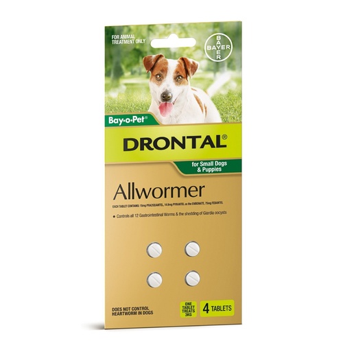 Drontal All-Wormer for Small Dogs & Puppies to 3kg - 4 Tablets main image