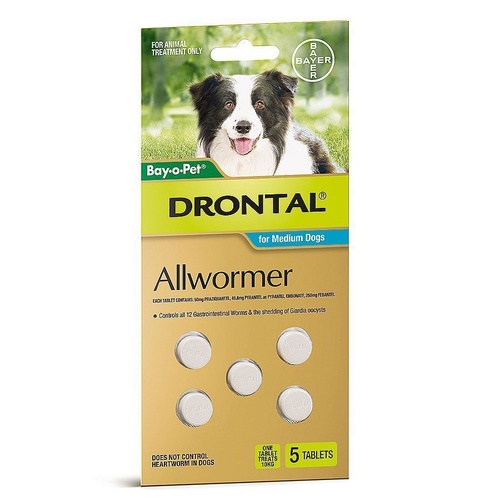 Drontal All-Wormer for Medium Dogs to 10kg - 5 Tablets main image