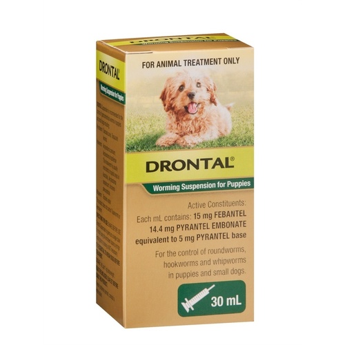 Drontal Suspension Roundworm, Hookworm, and Whipworm Worming Syrup for Puppies - 30ml main image