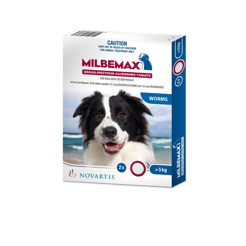 Milbemax Intestinal All-Wormer for Dogs 5-25kg - Pack of 2 Tablets main image