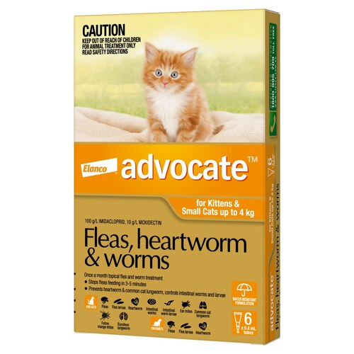 Advocate Spot-On Flea & Worm Control for Cats under 4kg - 6 Pack main image