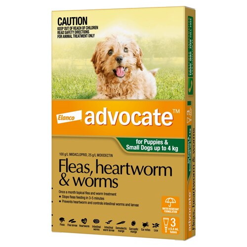 Advocate Spot-On Flea & Worm Control for Dogs up to 4kg - 3 pack main image