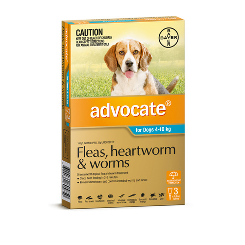 Advocate Spot-On Flea & Worm Control for Dogs 4-10kg - 3 Pack main image