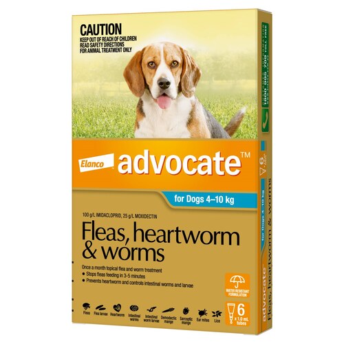 Advocate Spot-On Flea & Worm Control for Dogs 4-10kg - 6-pack main image