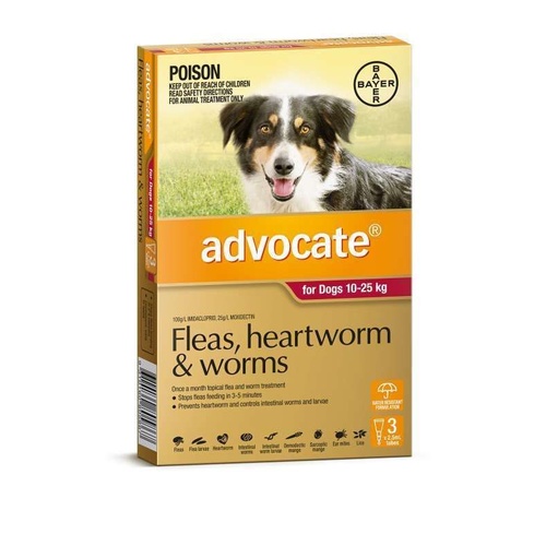 Advocate Spot-On Flea & Worm Control for Dogs 10-25kg - 3 Pack main image
