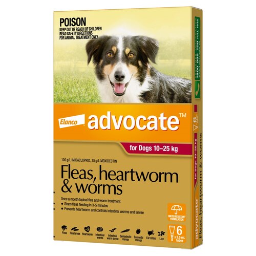 Advocate Spot-On Flea & Worm Control for Dogs 10-25kg - 6-pack main image