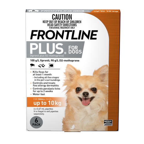 Frontline Plus Flea & Tick Protection for Dogs up to 10kg - 6 Pack main image