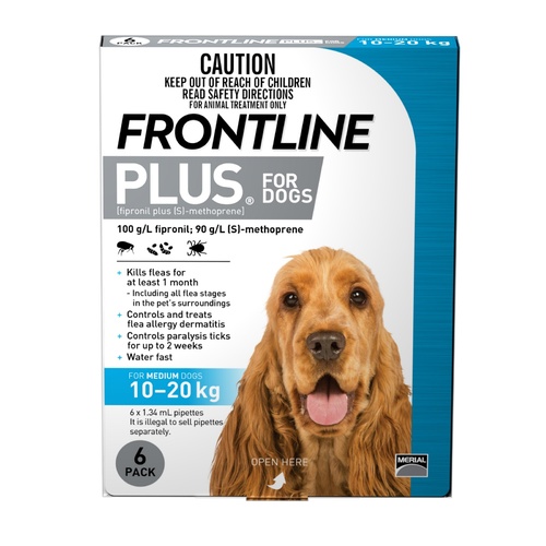 Frontline Plus Flea & Tick Protection for Dogs 10-20kg - 6 Pack main image