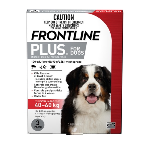 Frontline Plus Flea & Tick Protection for Dogs 40-60kg - 3 Pack main image