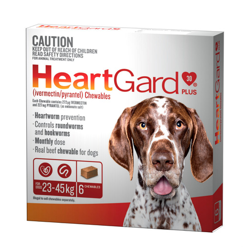Heartgard 30 Plus Chews for Large Dogs 23-45kg Brown (6s) main image