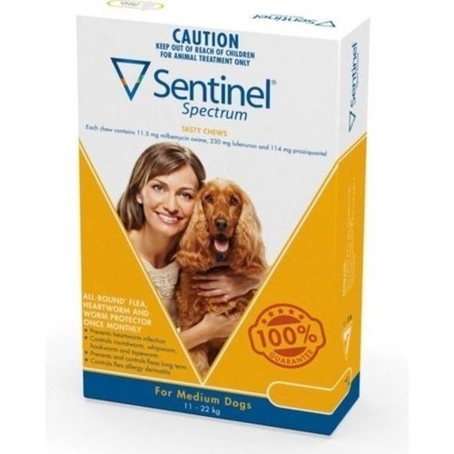 Sentinel Spectrum Flea, Heartworm & Intestinal Wormer - Medium Dogs 12-22kg - 3-Pack main image