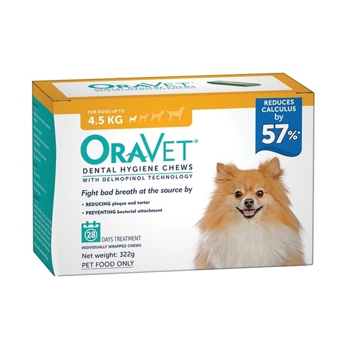 Oravet Plaque & Tartar Control Chews for Extra Small Dogs up to 4.5kg - 28-pack main image