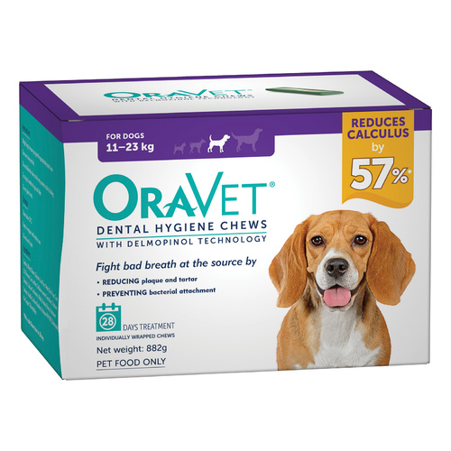 Oravet Plaque & Tartar Control Chews for Medium Dogs 11-23kg - 28-pack main image