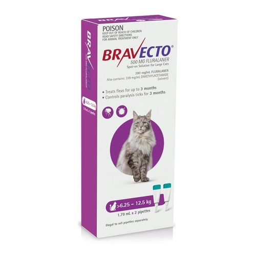 Bravecto Topical Spot-On - 3 month Flea & Tick Protection - For Cats 6.25-12.5kg main image