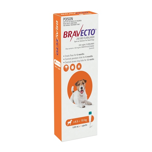 Bravecto Spot-on Flea & Tick Treatment for Dogs 4.5-10kg - Protection up to 6 Months main image