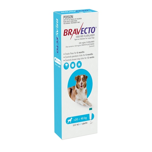 Bravecto Spot-on Flea & Tick Treatment for Dogs 20-40kg - Protection for up to 6 Months main image