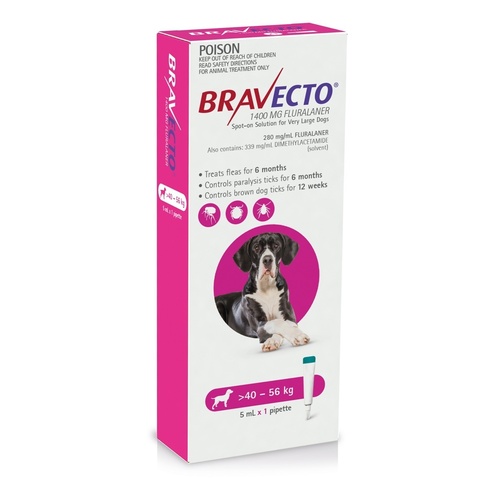Bravecto Spot-on Flea & Tick Treatment for Dogs 40-56kg - Protection up to 6 Months main image