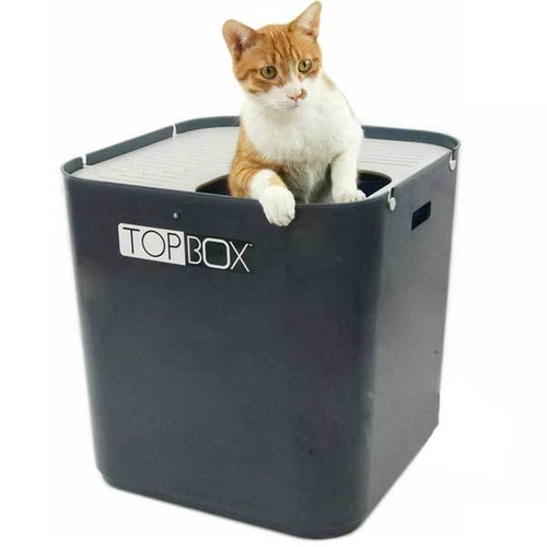 SmartCat The Ultimate Topbox Top Entry Cat Litter Tray with Scoop - Gray main image